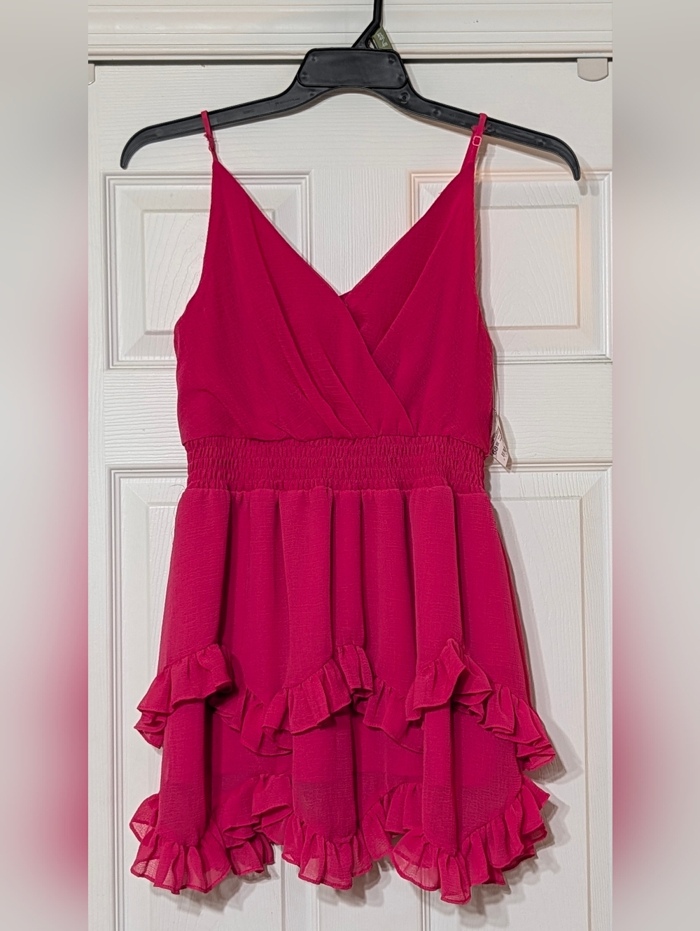 The Impeccable Pig Hot Pink Ruffle Tiered Dress